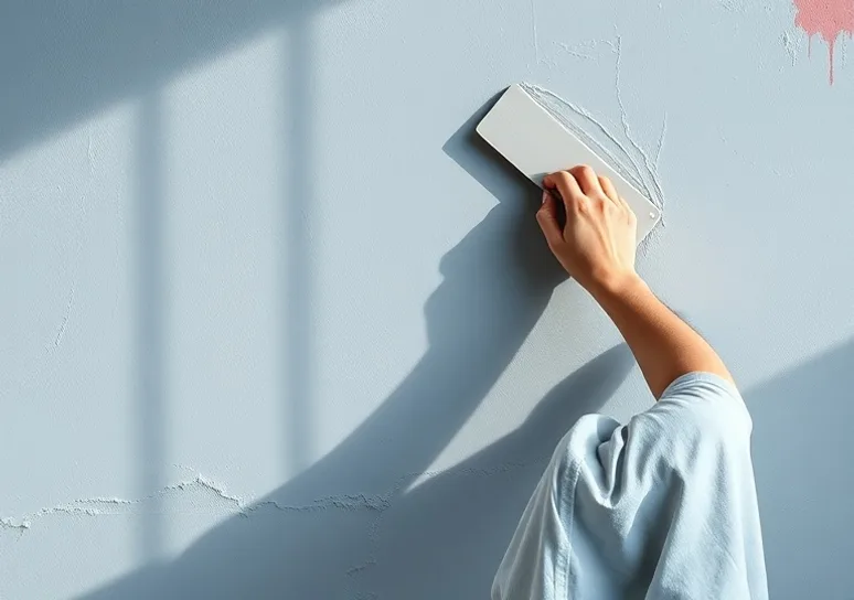 Application d'un enduit décoratif à la lisseuse sur un mur